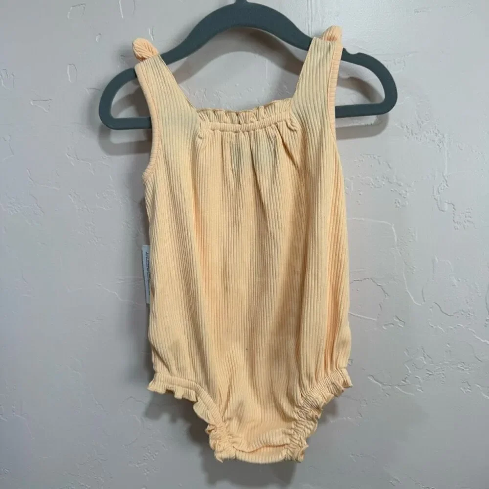 🏈 Old Navy pale orange ribbed tank onesie